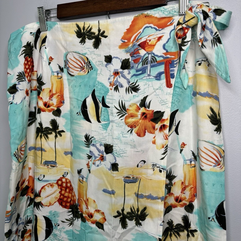 Vintage Liz Claiborne Skirt 16 Tropical Floral Maxi Faux Wrap Indie Colorful - Picture 3 of 11
